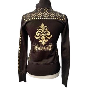 G Unit black gold zip-up graphic stretch jacket S